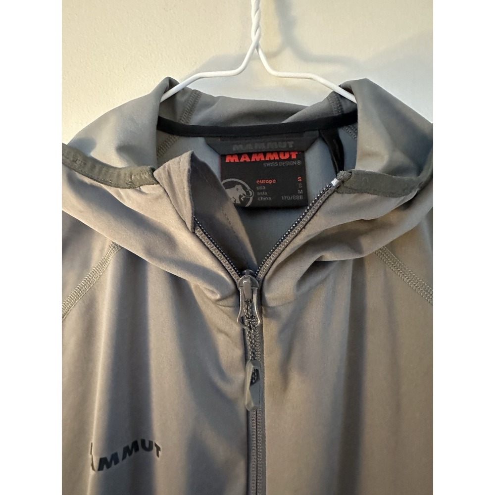 Mammut Lemah Hoody Jacket Men Small Gray Midweight Softshell Hooded Hiking Zip